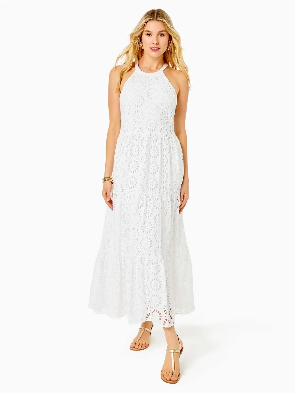 Lilly Pulitzer Beccalyn White Eyelet Halter Maxi Dress: Brand New W/Tags - Picture 2 of 7